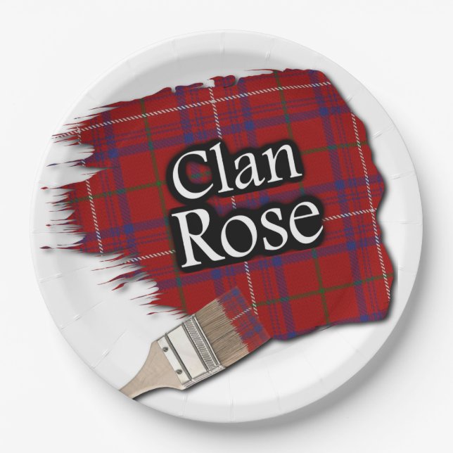 Assiettes En Carton Clan Rose écossais Tartan Paint Brush (Devant)