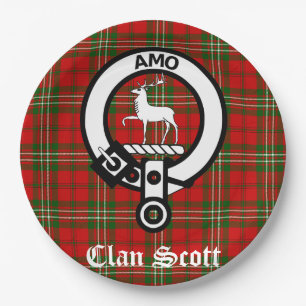 Assiettes En Carton Clan Scott Crest Badge et Tartan