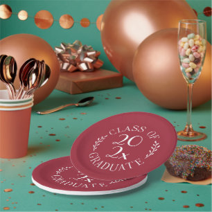 Assiettes En Carton Classe De 2025 Chic Burgundy White Graduation Part
