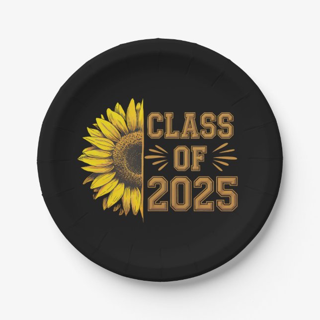 Assiettes En Carton Classe De 2025 Graduate Sunflower Graduation (Devant)