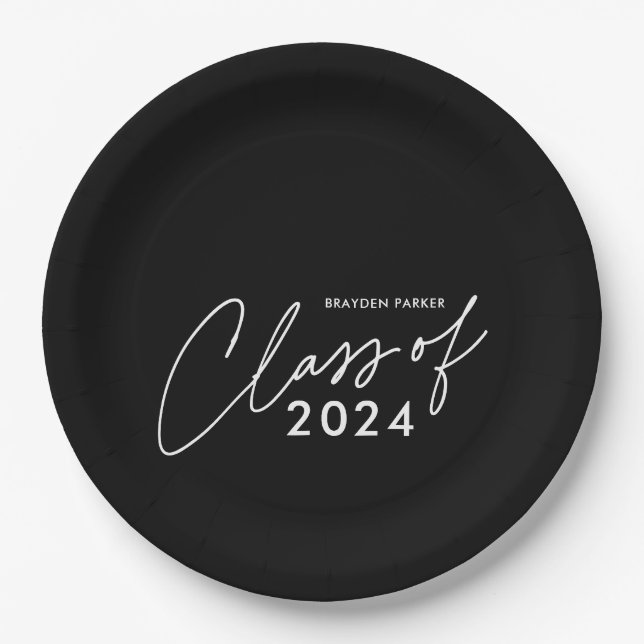 Assiettes En Carton Classe de graduation de script 2024 (Devant)