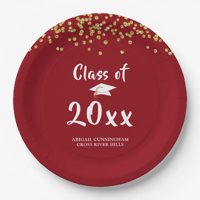 Assiettes En Carton CLASSE DE Parties scintillant Red Gold (Devant)