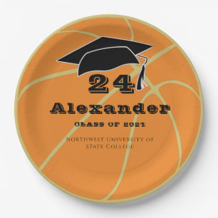 Assiettes En Carton Classe d'or de Basketball 2022 Graduation