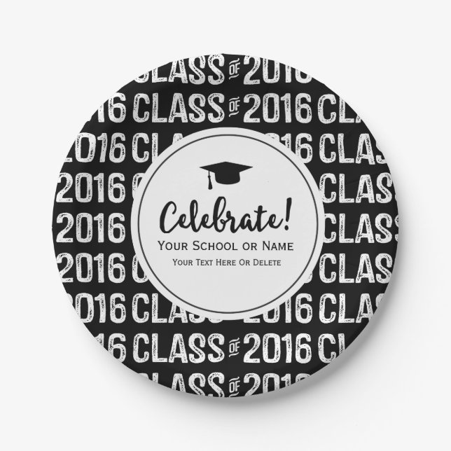 Assiettes En Carton Classe moderne de 2016 Diplôme d'études Nom person (Devant)