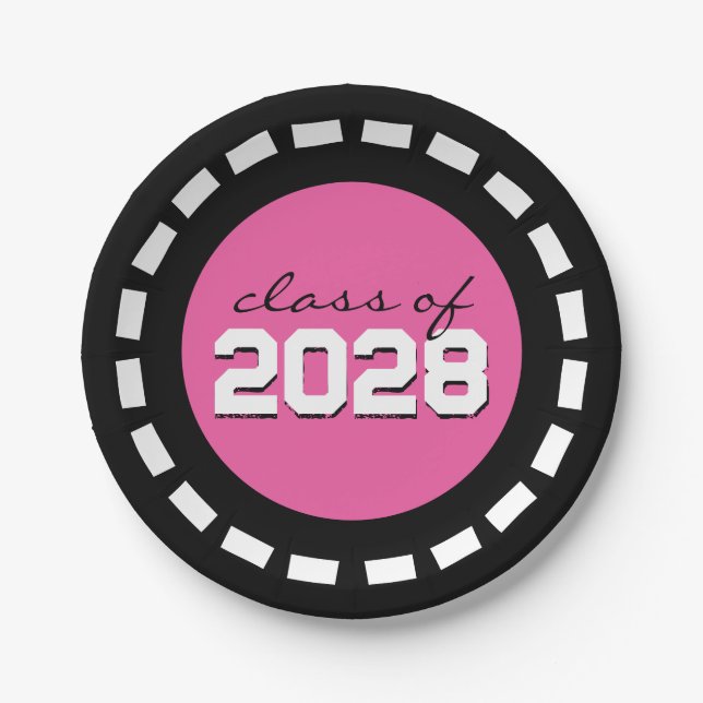 Assiettes En Carton Classe Pink & Black Filmstrip Année (Devant)