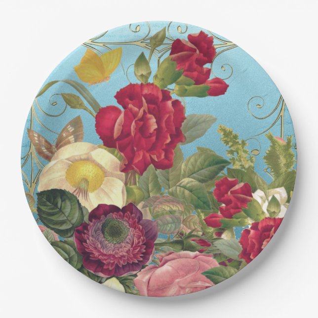 Assiettes En Carton Classe Rose Rouge, Burgandy, Jaune, Turquoise Arri (Devant)