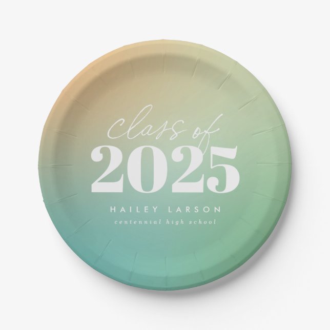 Assiettes En Carton Classe tendance de 2024 Green Gradient Graduation (Devant)