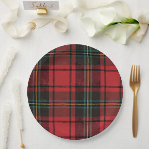 Assiettes En Carton Classic Elegant Rouge Tartan Noël