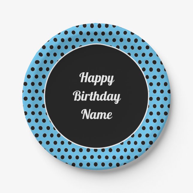 Assiettes En Carton Classic Joyeux Anniversaire Retro Polka Plaque pap (Devant)