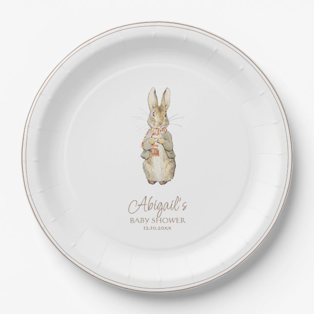 Assiettes En Carton Classic Pierre le Baby shower lapin (Devant)