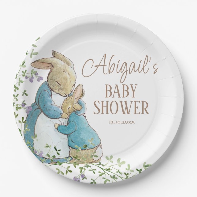 Assiettes En Carton Classic Pierre le Baby shower lapin (Devant)