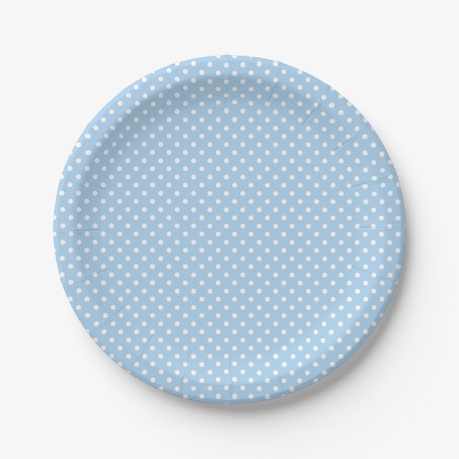 Assiettes En Carton Classic Polka Dot White - Baby Blue (Devant)