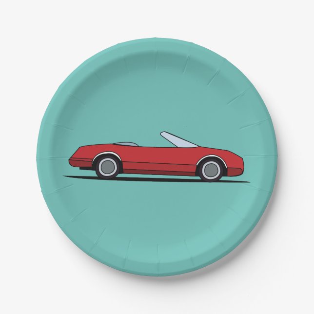Assiettes En Carton Classic Red Car Birthday Party (Devant)