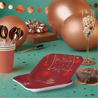 Assiettes En Carton  Classic Red Christmas Ornaments Christmas 