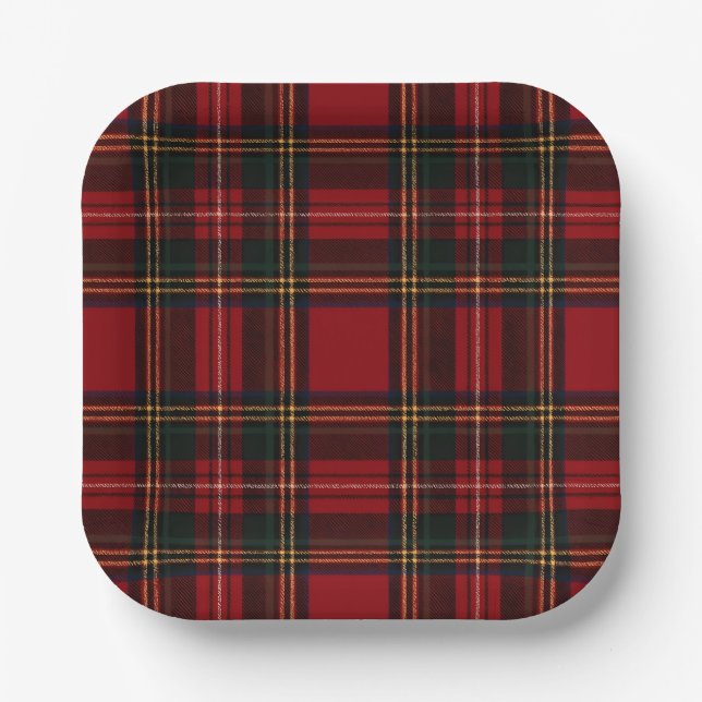 Assiettes En Carton Classic Red Tartan Plaid Pattern Plate (Recto)