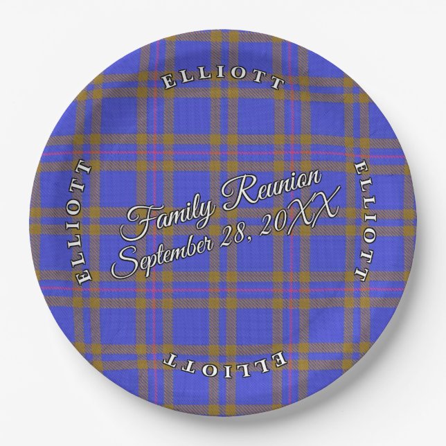 Assiettes En Carton Classic Scots Clan Elliot Tartan Event (Devant)