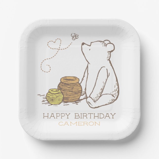 Assiettes En Carton Classic Winnie le Pooh Premier Anniversaire (Recto)