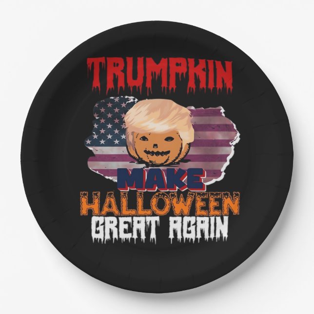 Assiettes En Carton Classique d'Halloween de Trumpkin (Devant)