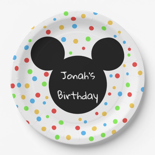 Assiettes En Carton Classique orienté d'anniversaire de souris (Devant)