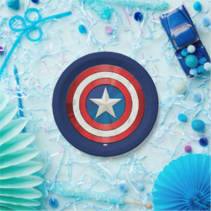 Assiettes En Carton Classiques Avengers Bouclier brossé de Captain A
