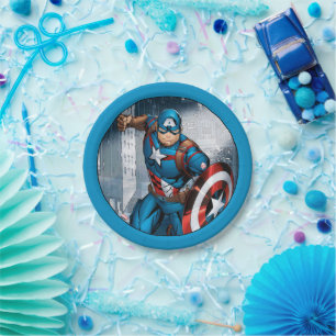 Assiettes En Carton Classiques Avengers Captain America Court en Ava