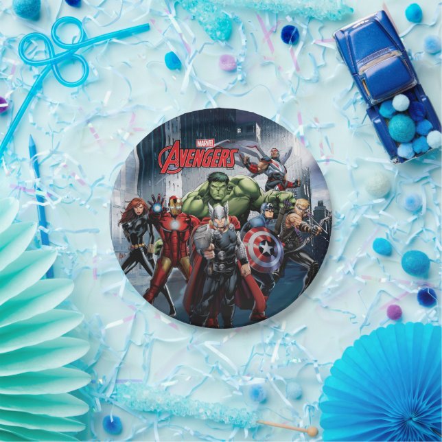 Assiettes En Carton Classiques Avengers | Thor menant les Avengers (Fête)