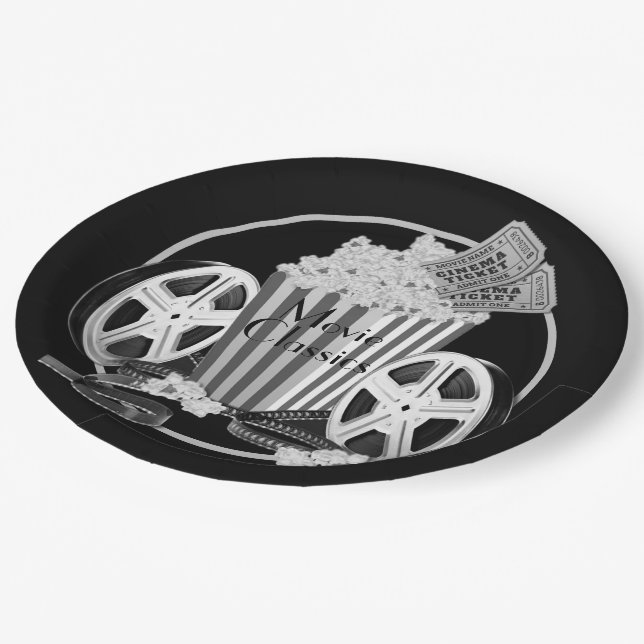 Assiettes En Carton Classiques de cinéma noir et blanc (Angle)
