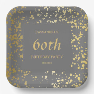 Assiettes En Carton Classy Egypt Gold arrose gris anniversaire