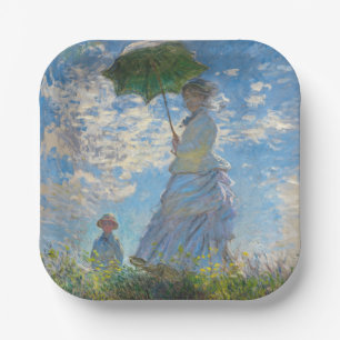 Assiettes En Carton Claude Monet - La Promenade, Femme avec un Parasol