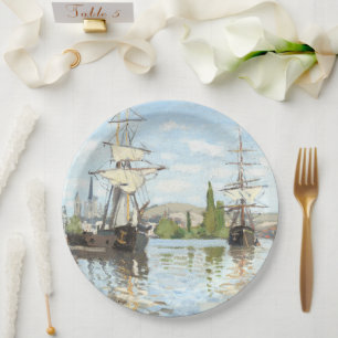 Assiettes En Carton Claude Monet. Navires à cheval sur la Seine à Roue