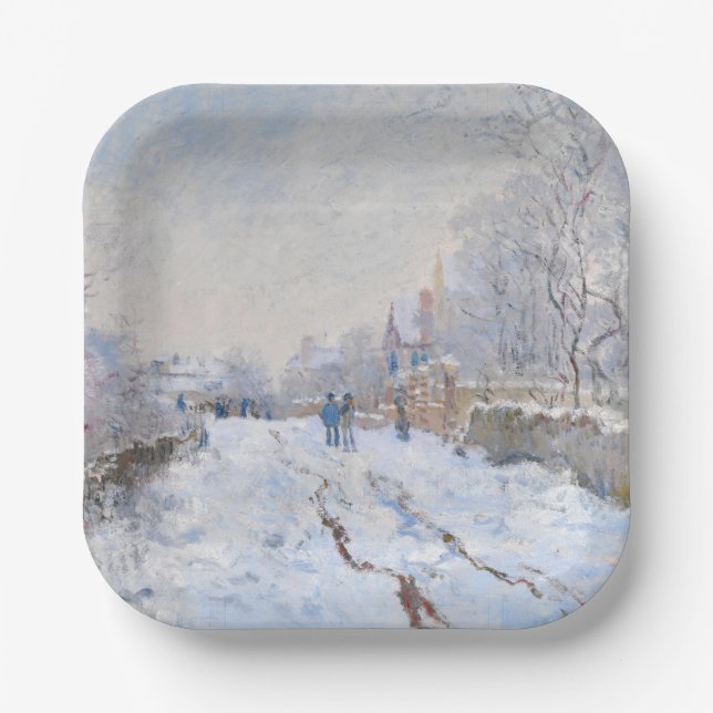 Assiettes En Carton Claude Monet - Scène de neige à Argenteuil (Recto)