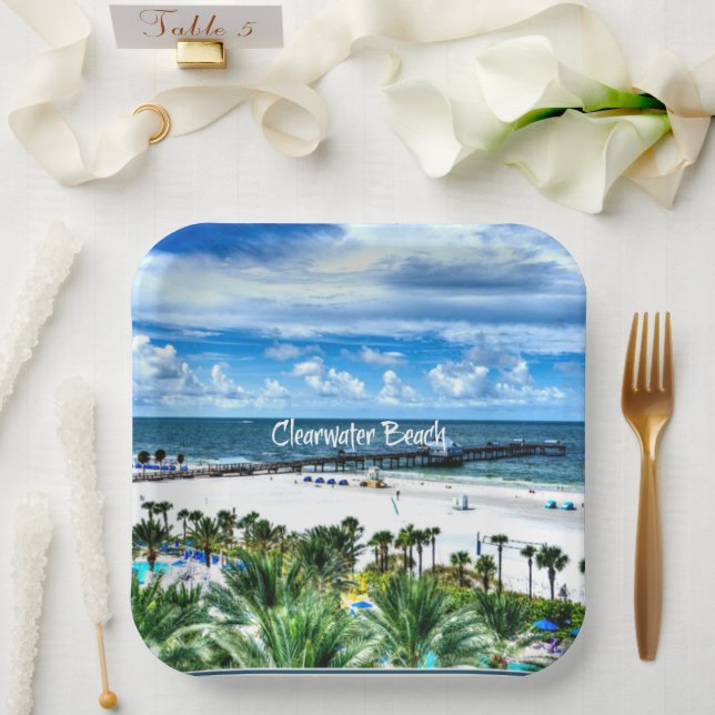 Assiettes En Carton Clearwater Beach, Floride, destination vacances (Mariage)