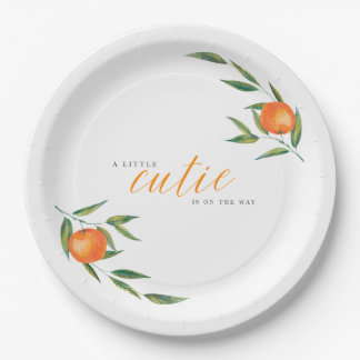 Assiettes En Carton Clementine Aquarelle "Cutie" Baby Shower 