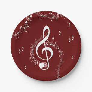 Assiettes En Carton Climacic G Clef Music Rouge