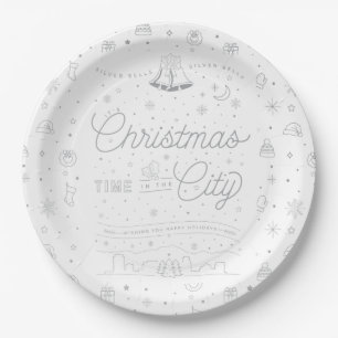 Assiettes En Carton Cloches en argent Plaques en papier de Noël 9"