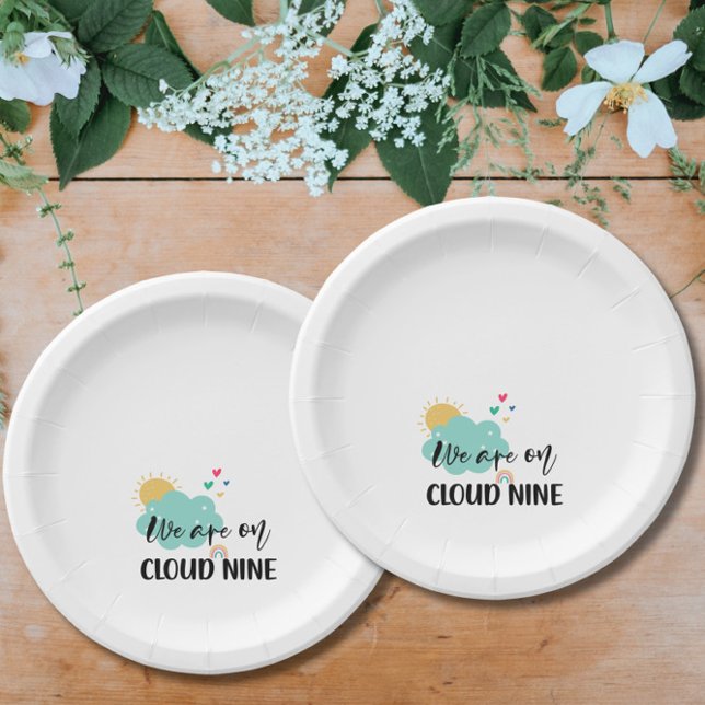 Assiettes En Carton Cloud Nine Baby Shower  (Créateur téléchargé)