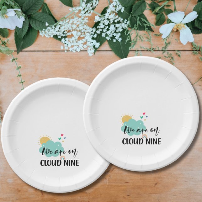 Assiettes En Carton Cloud Nine Baby Shower  (Créateur téléchargé)