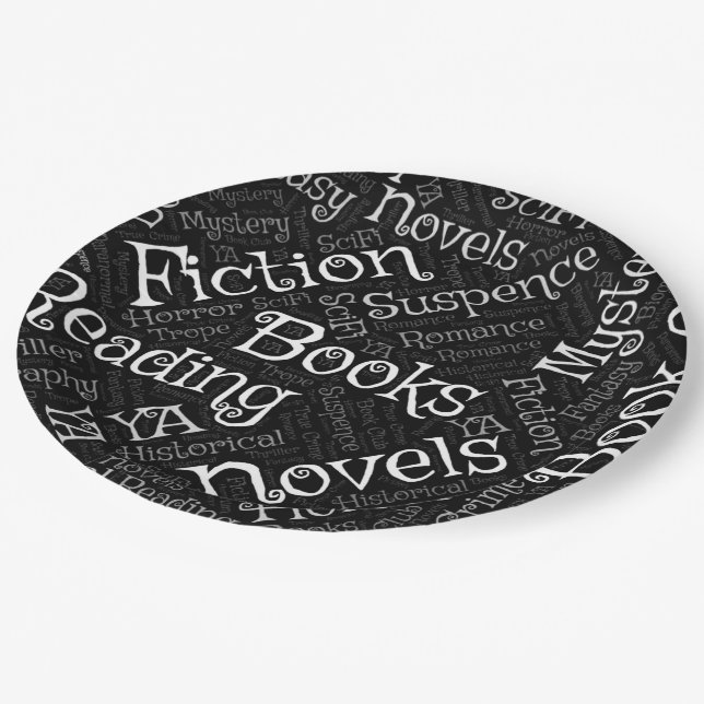 Assiettes En Carton Cloud Word pour les amateurs de livres (Angle)