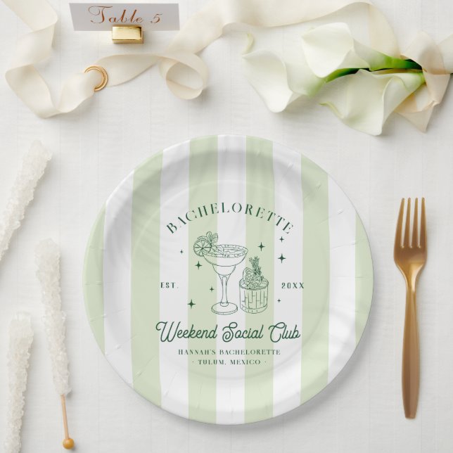 Assiettes En Carton Club Cocktail d'été | Bachelorette (Mariage)