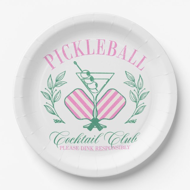 Assiettes En Carton Club Cocktail Pickleball (Devant)