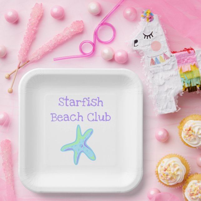 Assiettes En Carton Club de plage Starfish (Fête)