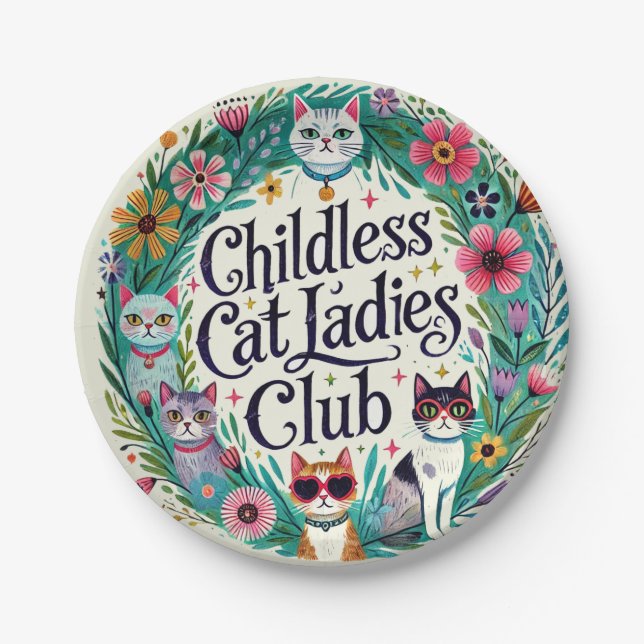 Assiettes En Carton Club féminin sans chats (Devant)