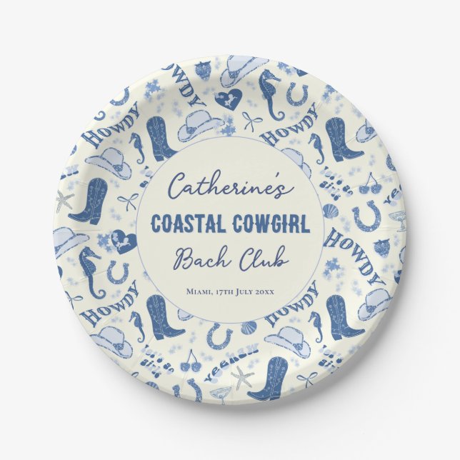 Assiettes En Carton Coastal Cowgirl Bach Club Motif amusant (Devant)