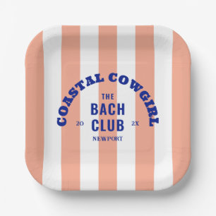 Assiettes En Carton Coastal Cowgirl The Bach Club Pink Cabana Stripe