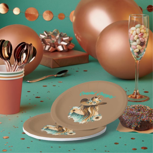 Assiettes En Carton Coastal Cowgirl Western 7 inch Party (Multi)