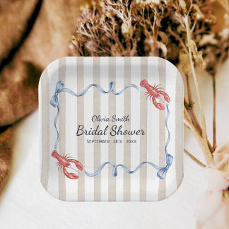 Assiettes En Carton Coastal Theme She's a Catch Lobster Bridal Shower