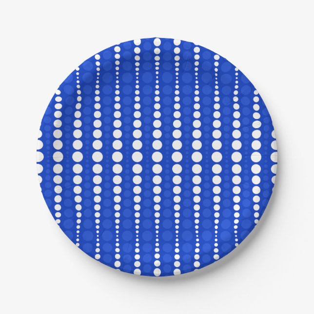 Assiettes En Carton Cobalt Blue and White Polka Dots Paper Plate (Devant)