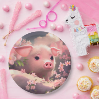 Assiettes En Carton Cochon Fluffé Cute