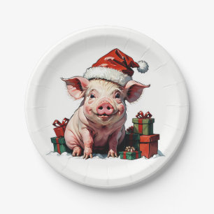 Assiettes En Carton cochon mignon avec boîtes cadeaux