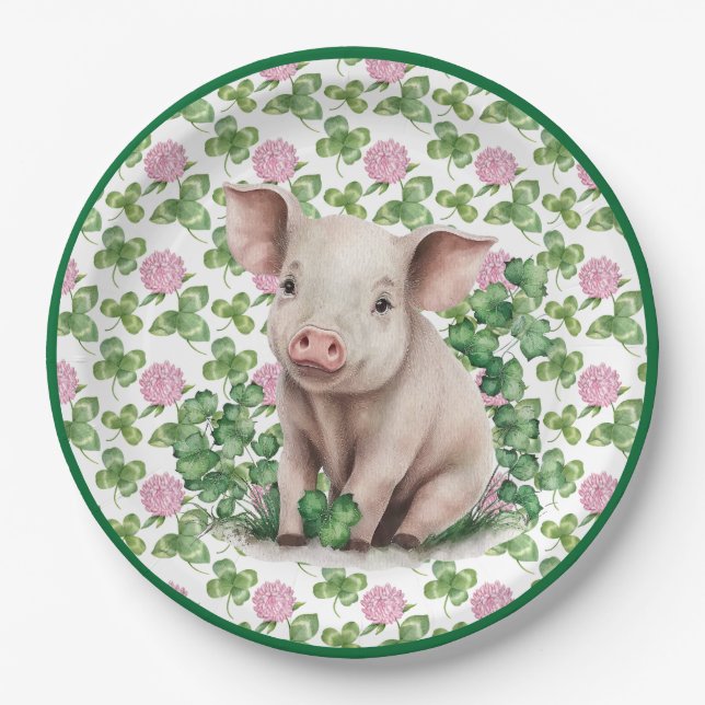 Assiettes En Carton Cochon mignon et fermeture | Plaques papier de la  (Devant)